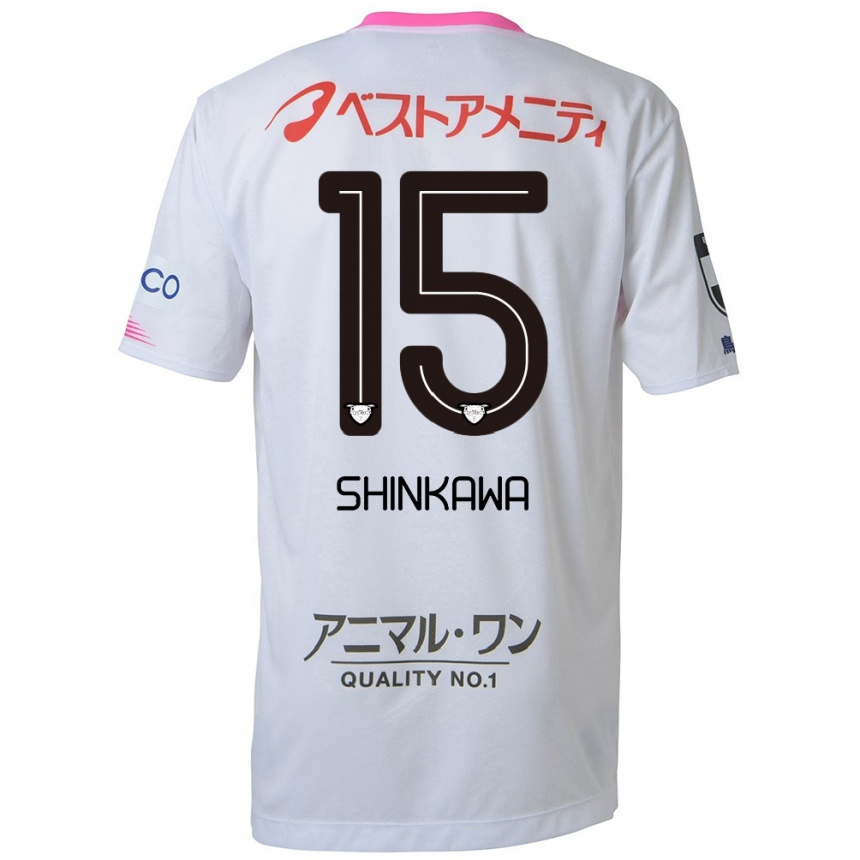 Hombre Fútbol Camiseta Shion Shinkawa #15 Blanco Azul Rosa 2ª Equipación 2024/25 Perú