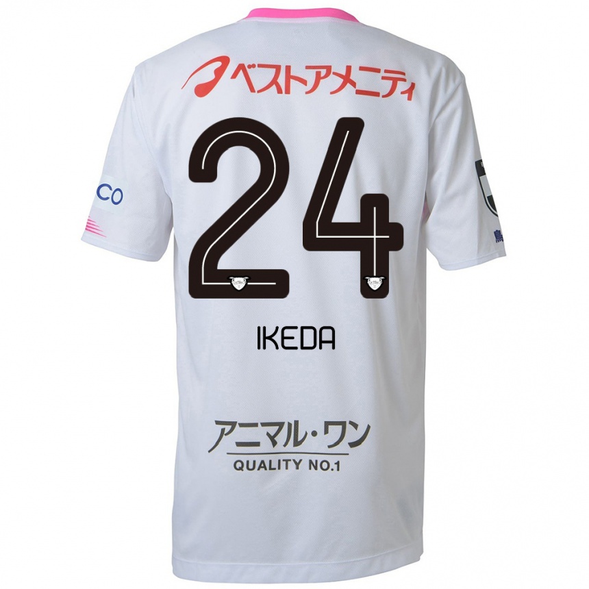 Hombre Fútbol Camiseta Tokia Ikeda #24 Blanco Azul Rosa 2ª Equipación 2024/25 Perú