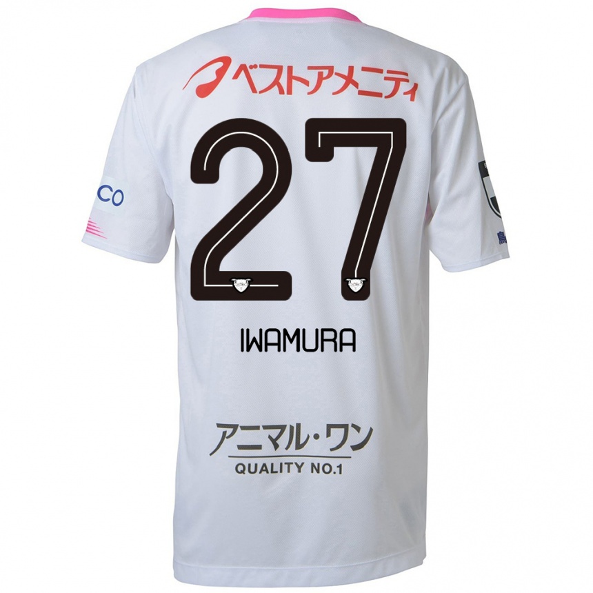 Hombre Fútbol Camiseta Junnosuke Iwamura #27 Blanco Azul Rosa 2ª Equipación 2024/25 Perú