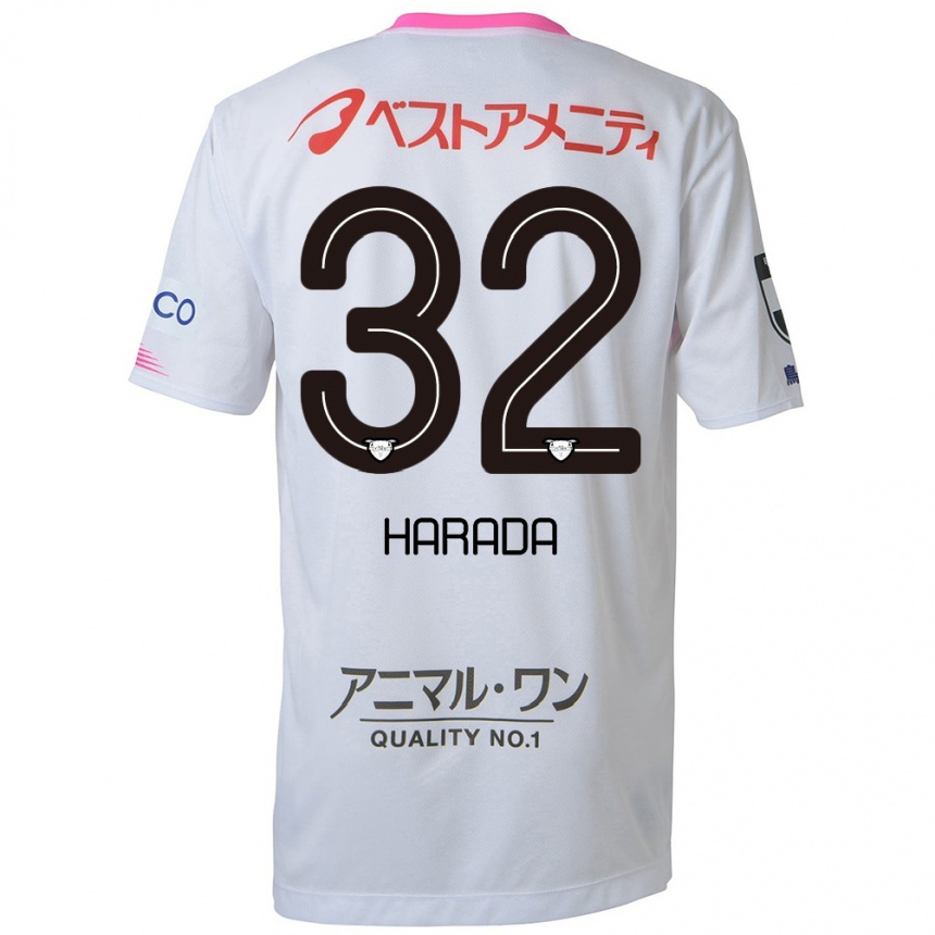 Hombre Fútbol Camiseta Rentaro Harada #32 Blanco Azul Rosa 2ª Equipación 2024/25 Perú