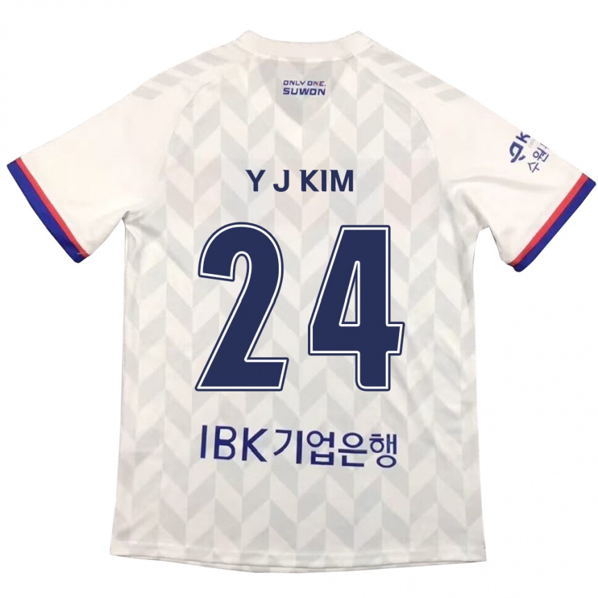 Hombre Fútbol Camiseta Ju-Yeop Kim #24 Blanco Azul 2ª Equipación 2024/25 Perú