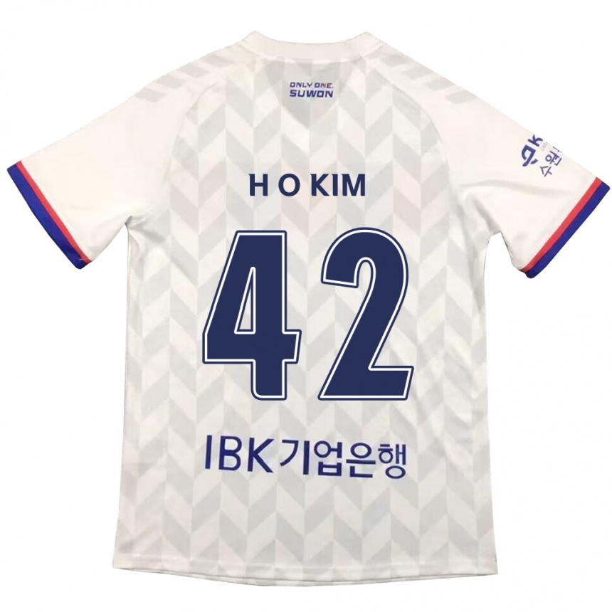 Hombre Fútbol Camiseta One-Hyung Kim #42 Blanco Azul 2ª Equipación 2024/25 Perú