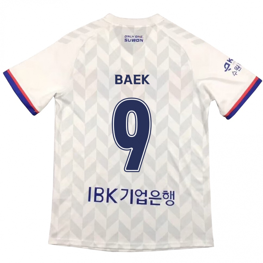 Hombre Fútbol Camiseta Kyeong Baek #9 Blanco Azul 2ª Equipación 2024/25 Perú