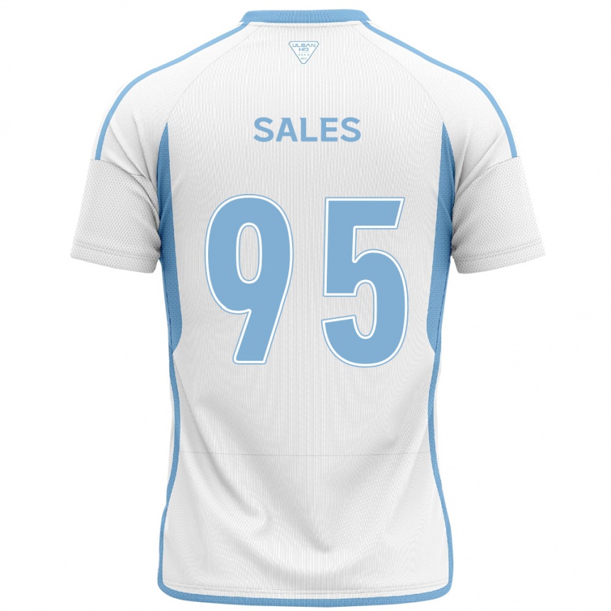 Hombre Fútbol Camiseta Matheus Sales #95 Blanco Azul 2ª Equipación 2024/25 Perú