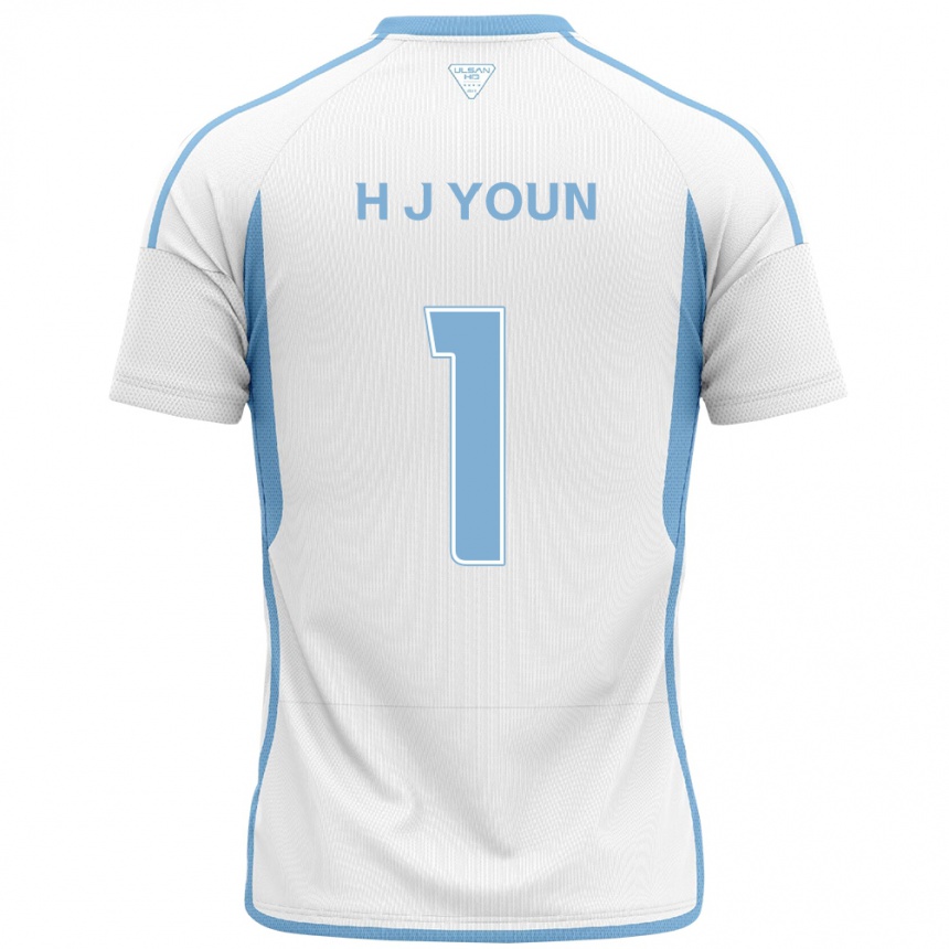 Hombre Fútbol Camiseta Je-Hun Youn #1 Blanco Azul 2ª Equipación 2024/25 Perú