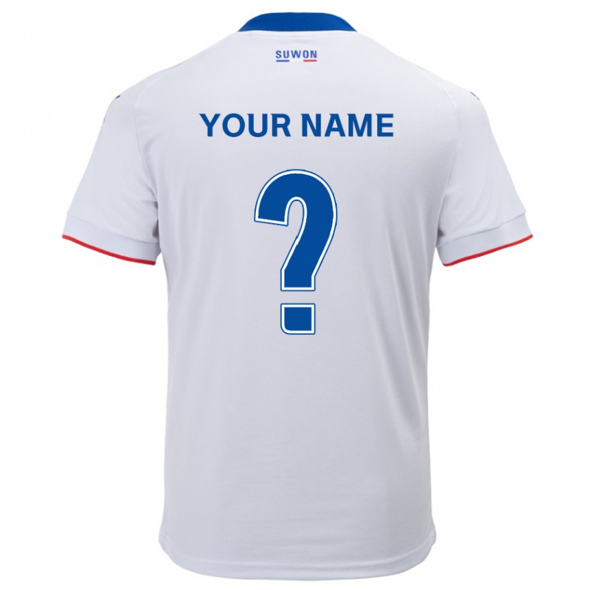 Hombre Fútbol Camiseta Su Nombre #0 Blanco Azul 2ª Equipación 2024/25 Perú