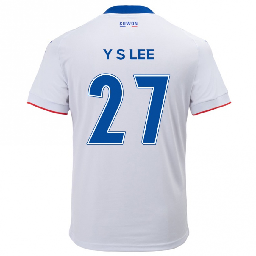 Hombre Fútbol Camiseta Shi-Yeong Lee #27 Blanco Azul 2ª Equipación 2024/25 Perú