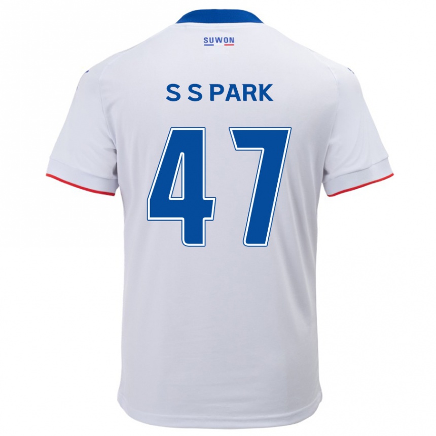 Hombre Fútbol Camiseta Seung-Soo Park #47 Blanco Azul 2ª Equipación 2024/25 Perú