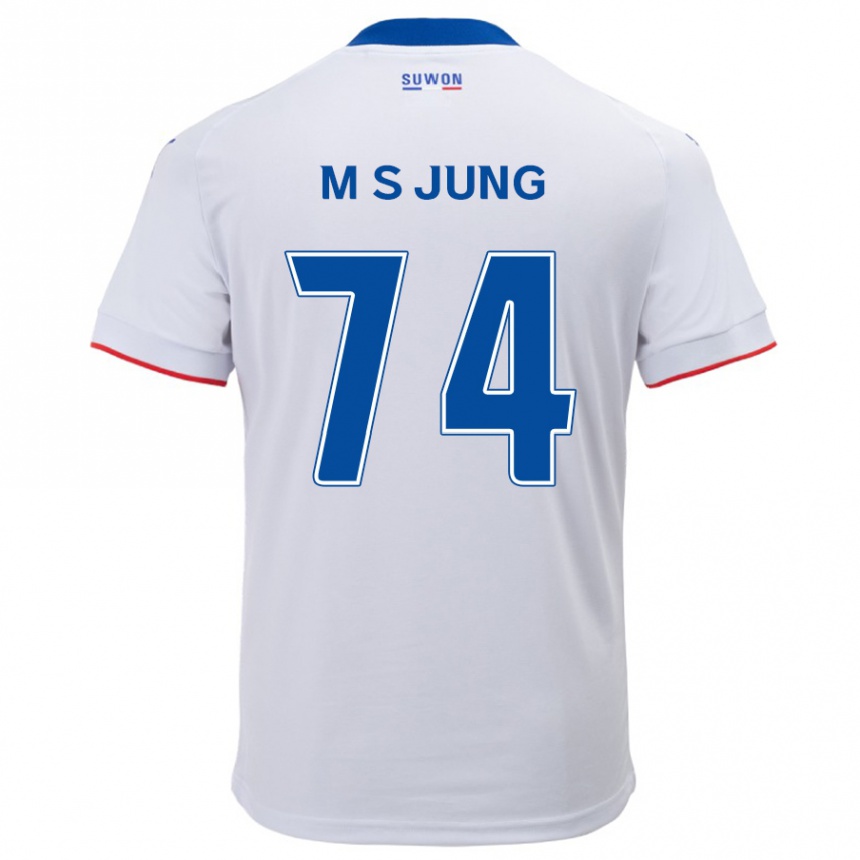 Hombre Fútbol Camiseta Sung-Min Jung #74 Blanco Azul 2ª Equipación 2024/25 Perú