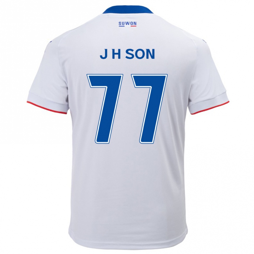 Hombre Fútbol Camiseta Ho-Jun Son #77 Blanco Azul 2ª Equipación 2024/25 Perú