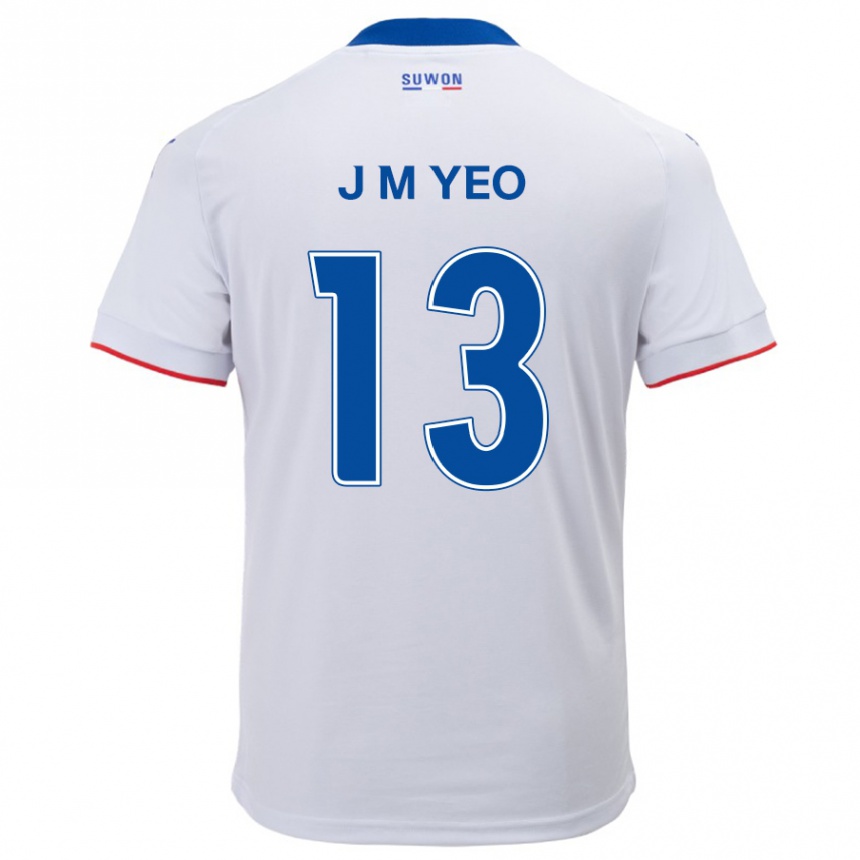 Hombre Fútbol Camiseta Min-Jun Yeo #13 Blanco Azul 2ª Equipación 2024/25 Perú