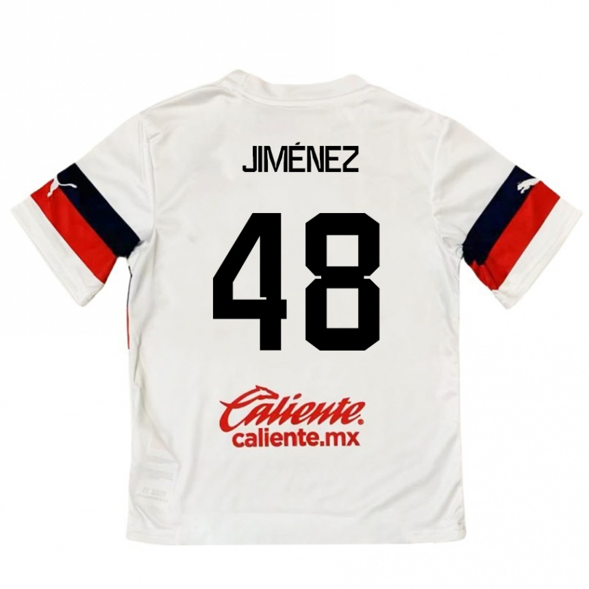 Hombre Fútbol Camiseta Leonardo Jiménez #48 Blanco Rojo 2ª Equipación 2024/25 Perú