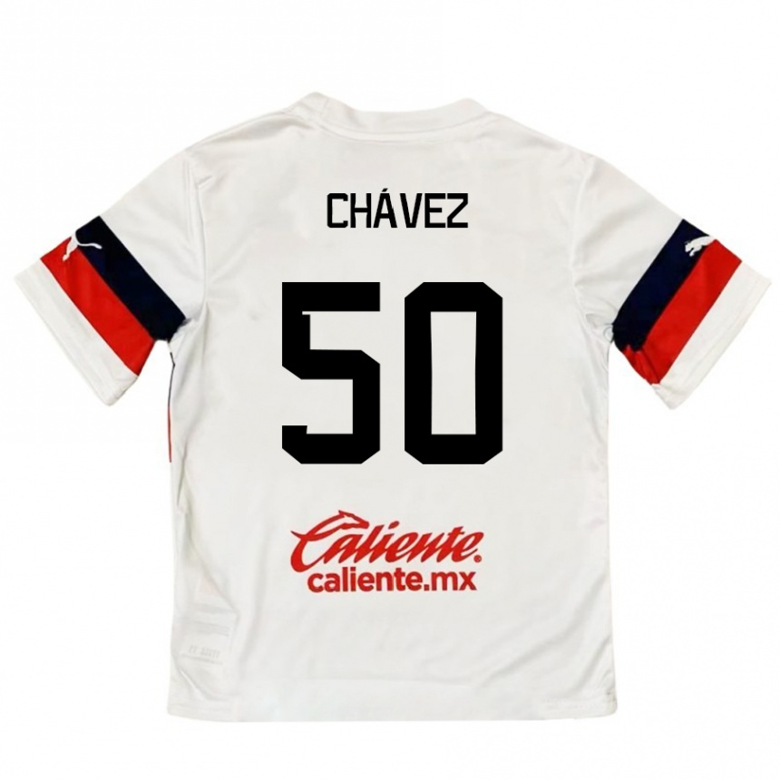 Hombre Fútbol Camiseta Mateo Chávez #50 Blanco Rojo 2ª Equipación 2024/25 Perú