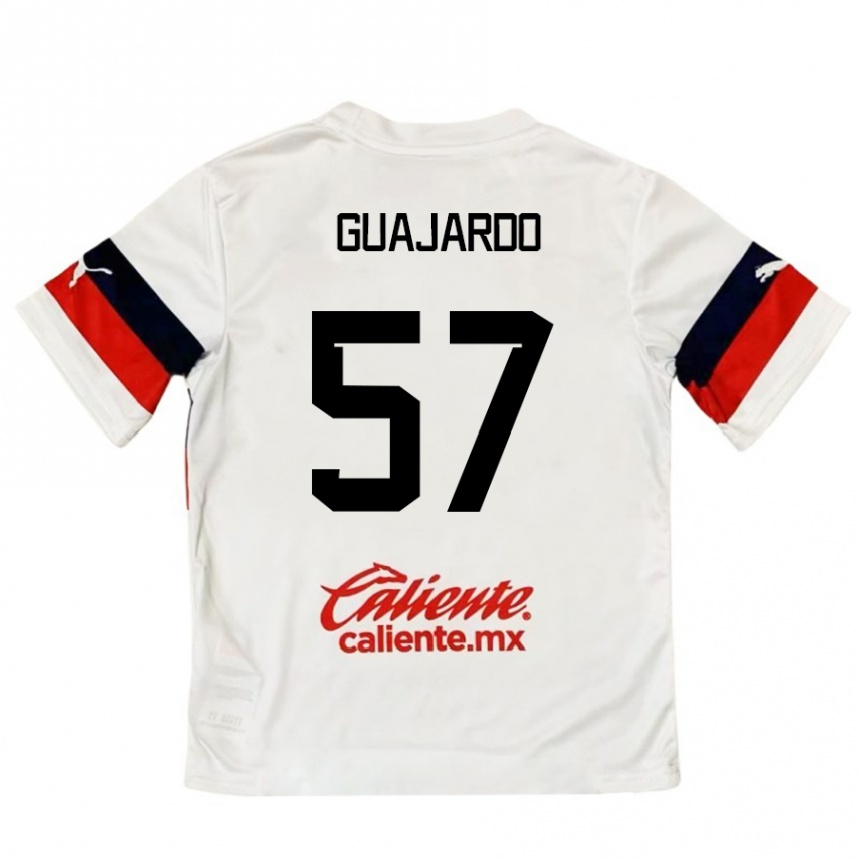 Hombre Fútbol Camiseta Dylan Guajardo #57 Blanco Rojo 2ª Equipación 2024/25 Perú