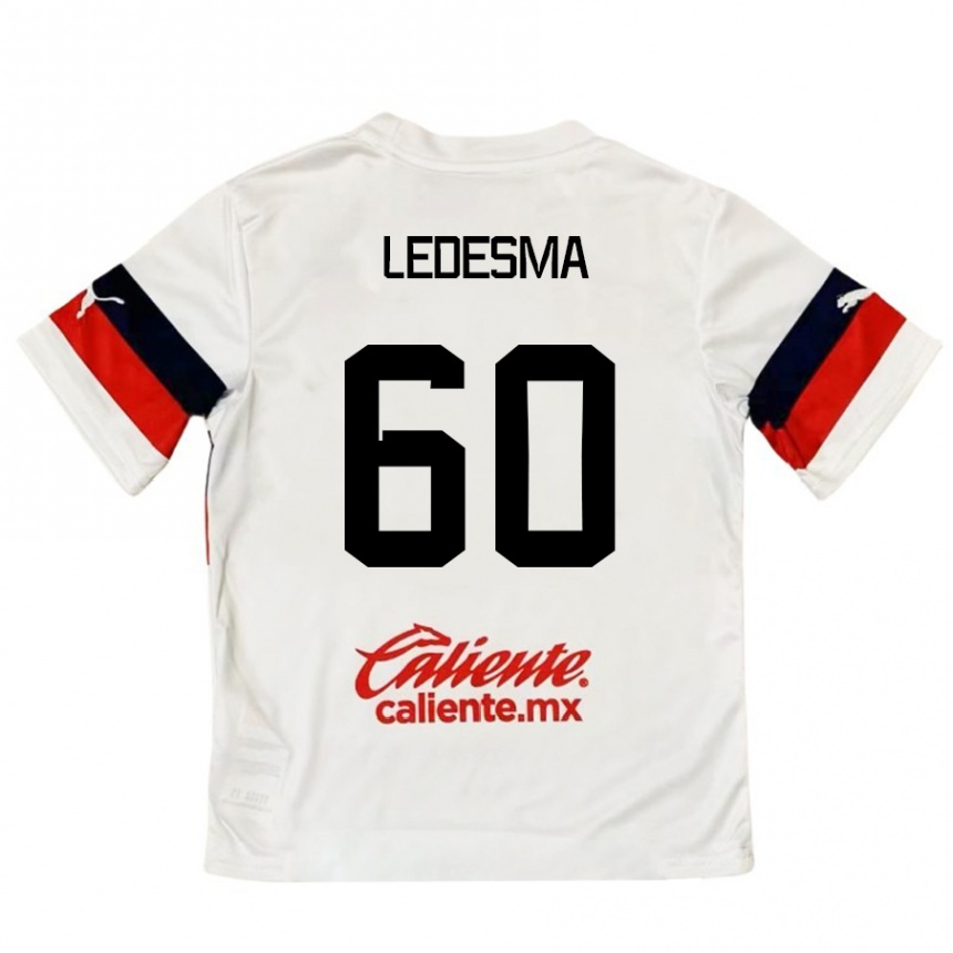 Hombre Fútbol Camiseta Luis Ledesma #60 Blanco Rojo 2ª Equipación 2024/25 Perú