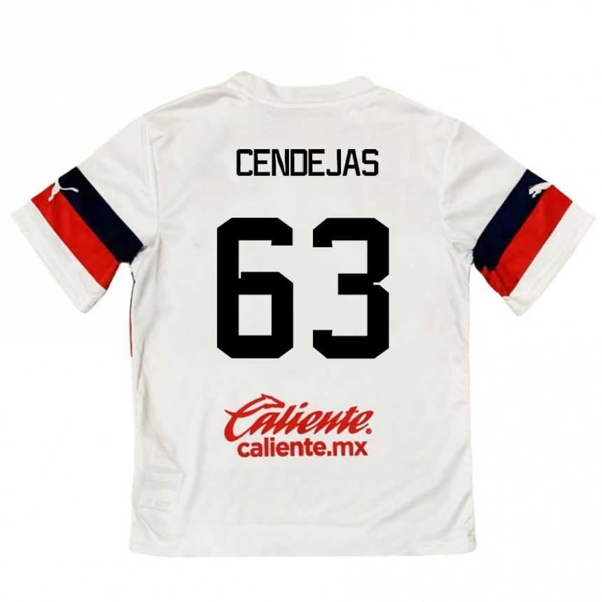 Hombre Fútbol Camiseta Matías Cendejas #63 Blanco Rojo 2ª Equipación 2024/25 Perú