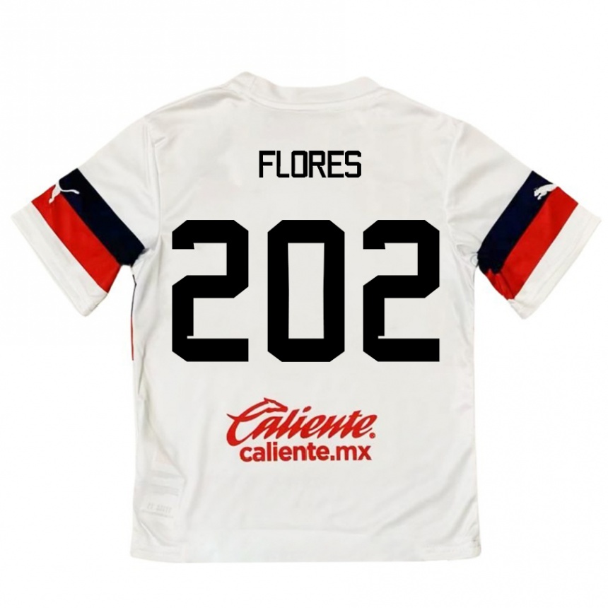 Hombre Fútbol Camiseta Daniel Flores #202 Blanco Rojo 2ª Equipación 2024/25 Perú