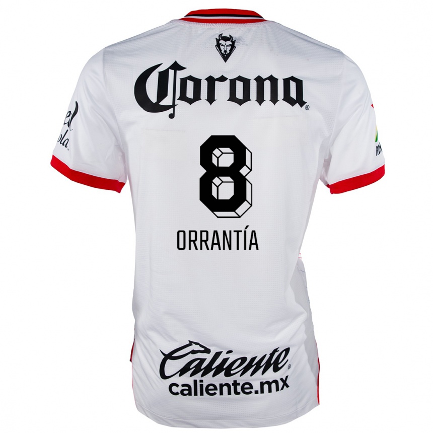 Hombre Fútbol Camiseta Carlos Orrantía #8 Blanco Rojo 2ª Equipación 2024/25 Perú