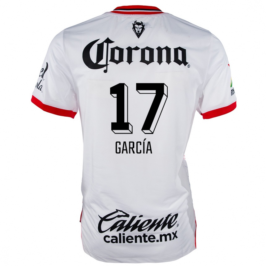 Hombre Fútbol Camiseta Brian García #17 Blanco Rojo 2ª Equipación 2024/25 Perú