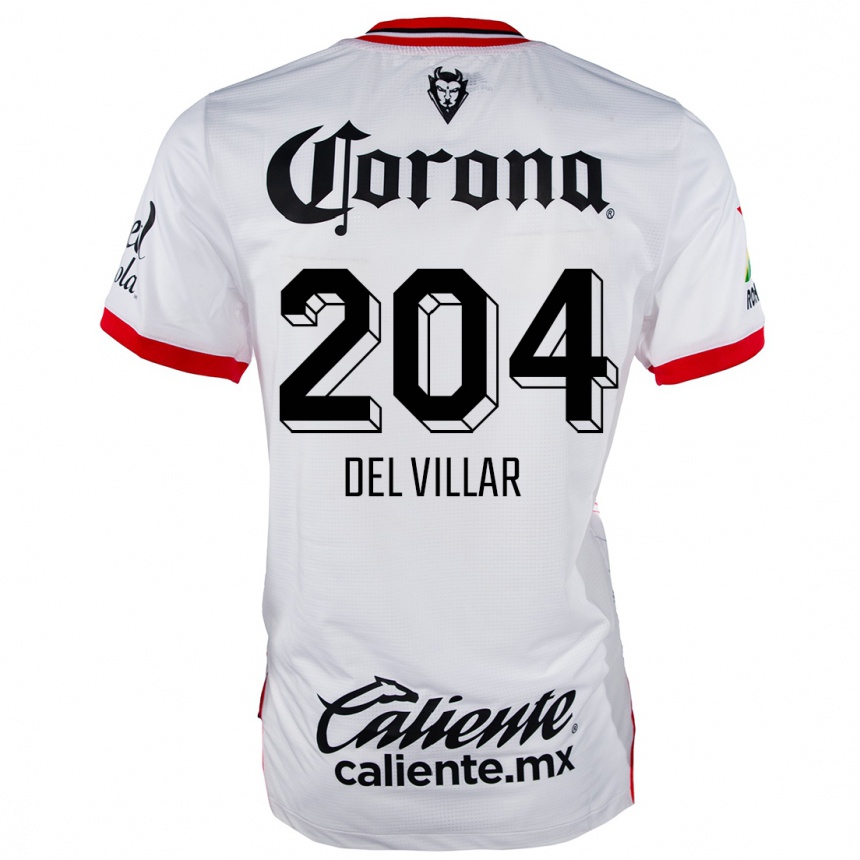 Hombre Fútbol Camiseta Everardo Del Villar #204 Blanco Rojo 2ª Equipación 2024/25 Perú