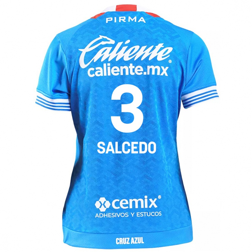 Mujer Fútbol Camiseta Carlos Salcedo #3 Cielo Azul 1ª Equipación 2024/25 Perú