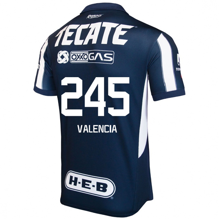 Mujer Fútbol Camiseta Cristian Valencia #245 Azul Rojo Blanco 1ª Equipación 2024/25 Perú