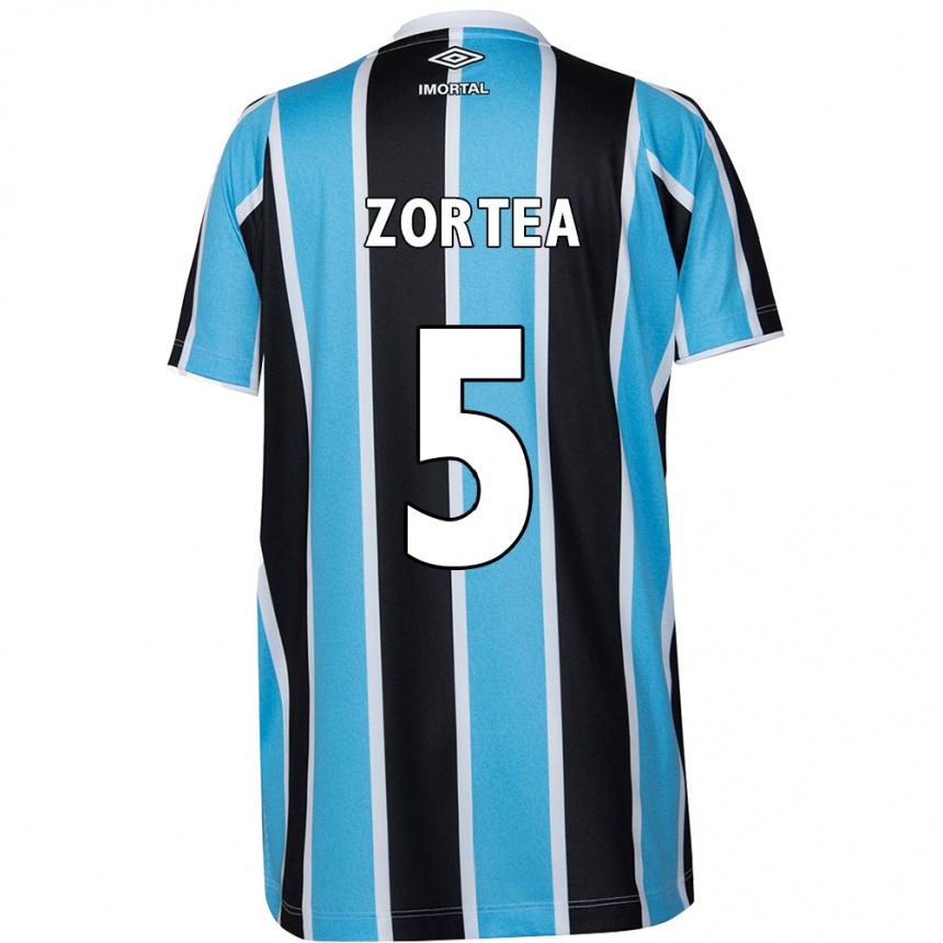 Mujer Fútbol Camiseta Bernardo Zortea #5 Azul Negro Blanco 1ª Equipación 2024/25 Perú