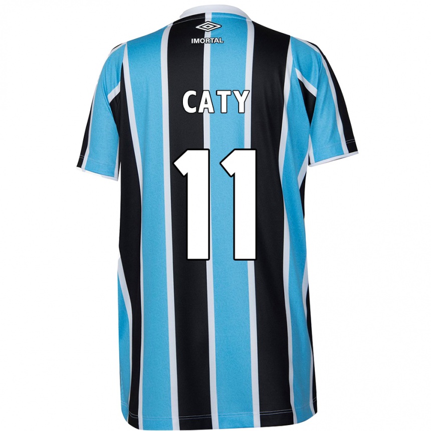 Mujer Fútbol Camiseta Caty #11 Azul Negro Blanco 1ª Equipación 2024/25 Perú