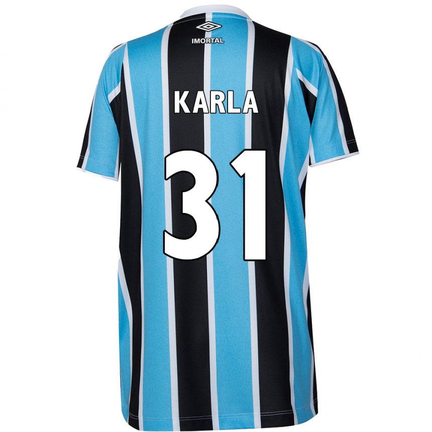 Mujer Fútbol Camiseta Emmily Karla #31 Azul Negro Blanco 1ª Equipación 2024/25 Perú