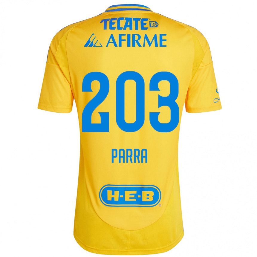 Mujer Fútbol Camiseta Bernardo Parra #203 Oro Amarillo 1ª Equipación 2024/25 Perú