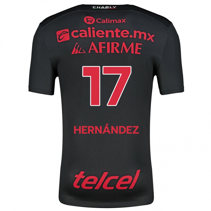 Mujer Fútbol Camiseta Rubén Hernández #17 Negro Rojo 1ª Equipación 2024/25 Perú