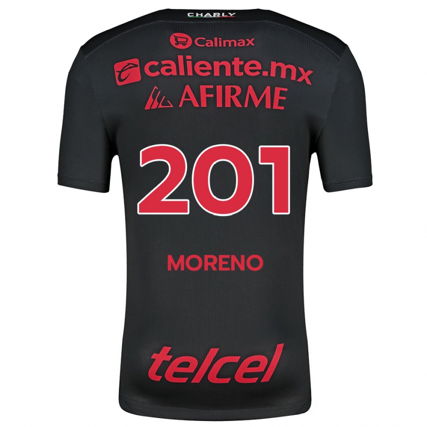 Mujer Fútbol Camiseta Jesús Moreno #201 Negro Rojo 1ª Equipación 2024/25 Perú