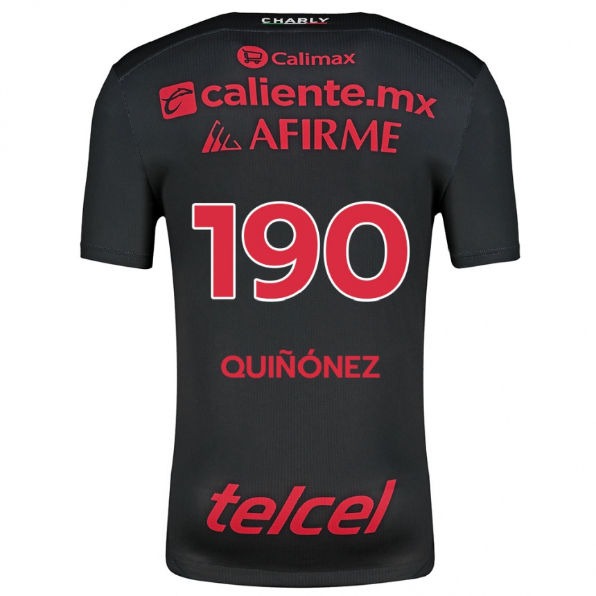 Mujer Fútbol Camiseta Martín Quiñónez #190 Negro Rojo 1ª Equipación 2024/25 Perú