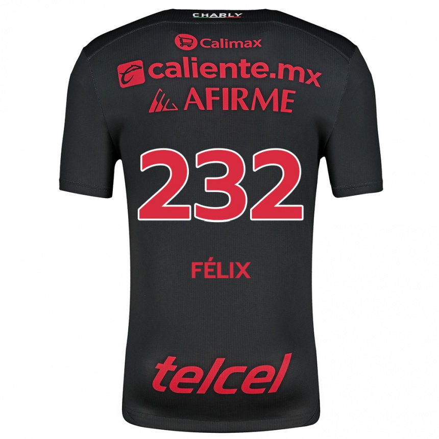 Mujer Fútbol Camiseta Erick Félix #232 Negro Rojo 1ª Equipación 2024/25 Perú