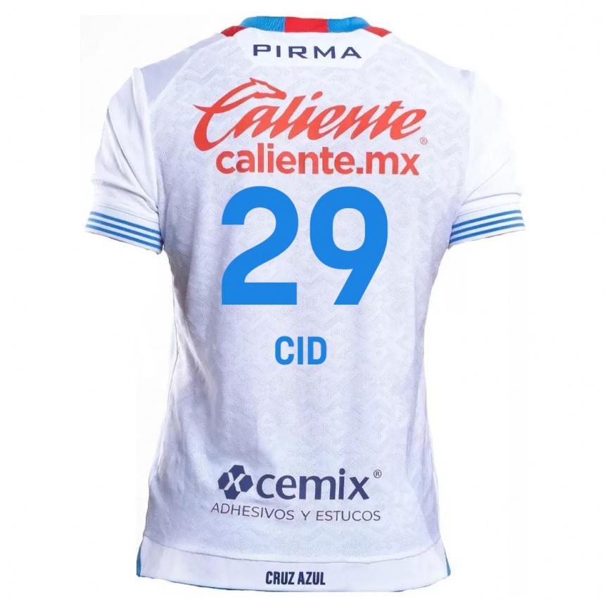 Mujer Fútbol Camiseta Claudia Cid #29 Blanco Azul 2ª Equipación 2024/25 Perú