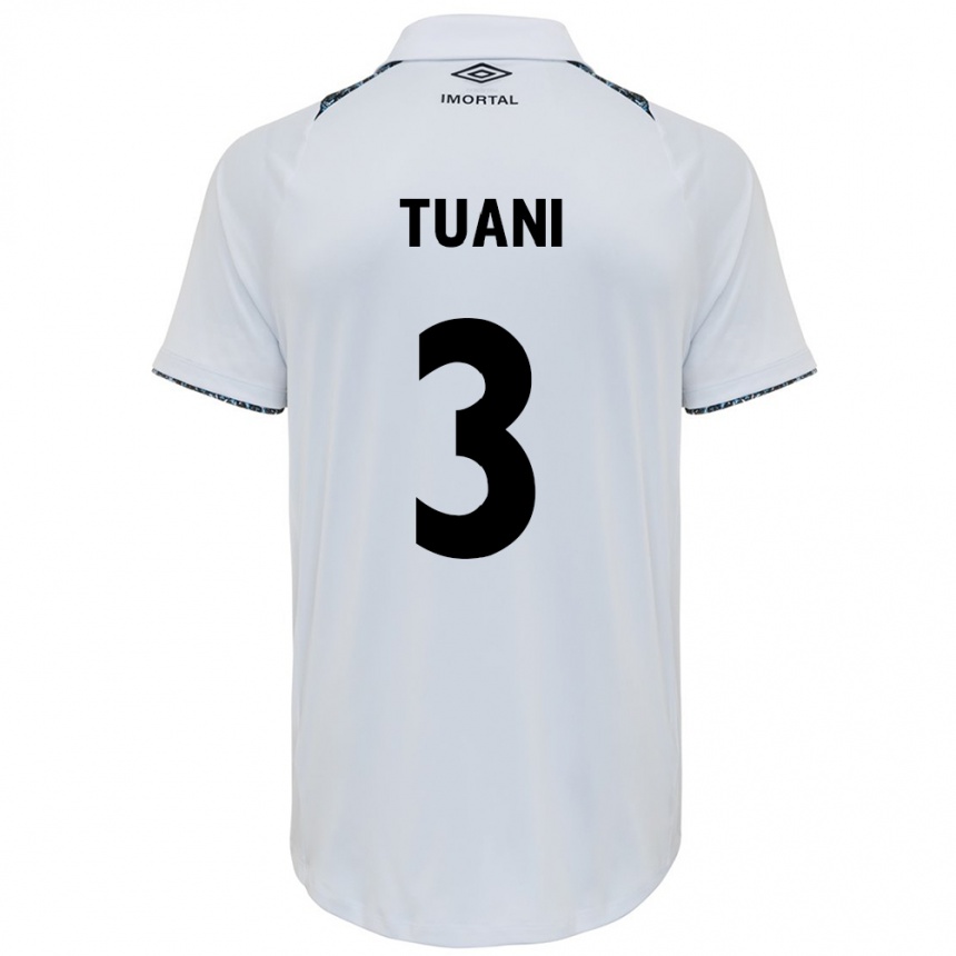 Mujer Fútbol Camiseta Tuani #3 Blanco Azul 2ª Equipación 2024/25 Perú