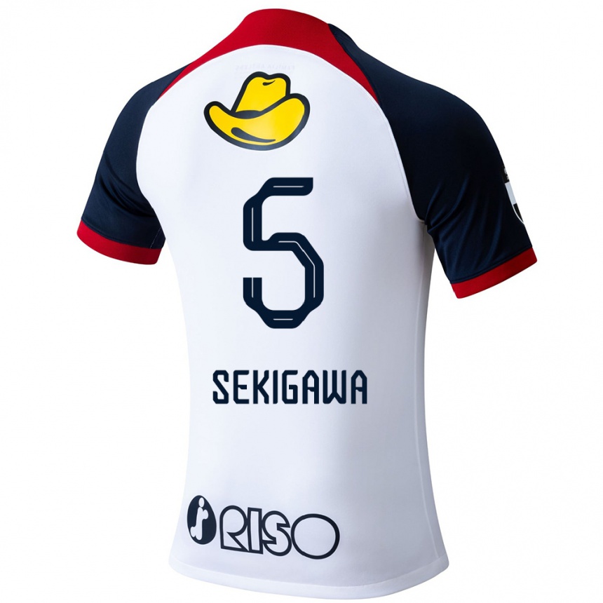 Mujer Fútbol Camiseta Ikuma Sekigawa #5 Blanco Azul Rojo 2ª Equipación 2024/25 Perú