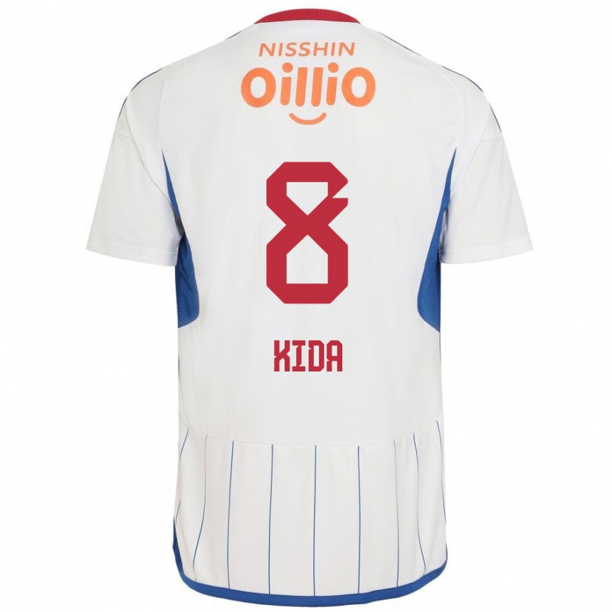 Mujer Fútbol Camiseta Takuya Kida #8 Blanco Azul Rojo 2ª Equipación 2024/25 Perú