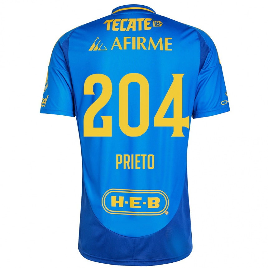 Mujer Fútbol Camiseta Leonel Prieto #204 Azul Amarillo 2ª Equipación 2024/25 Perú