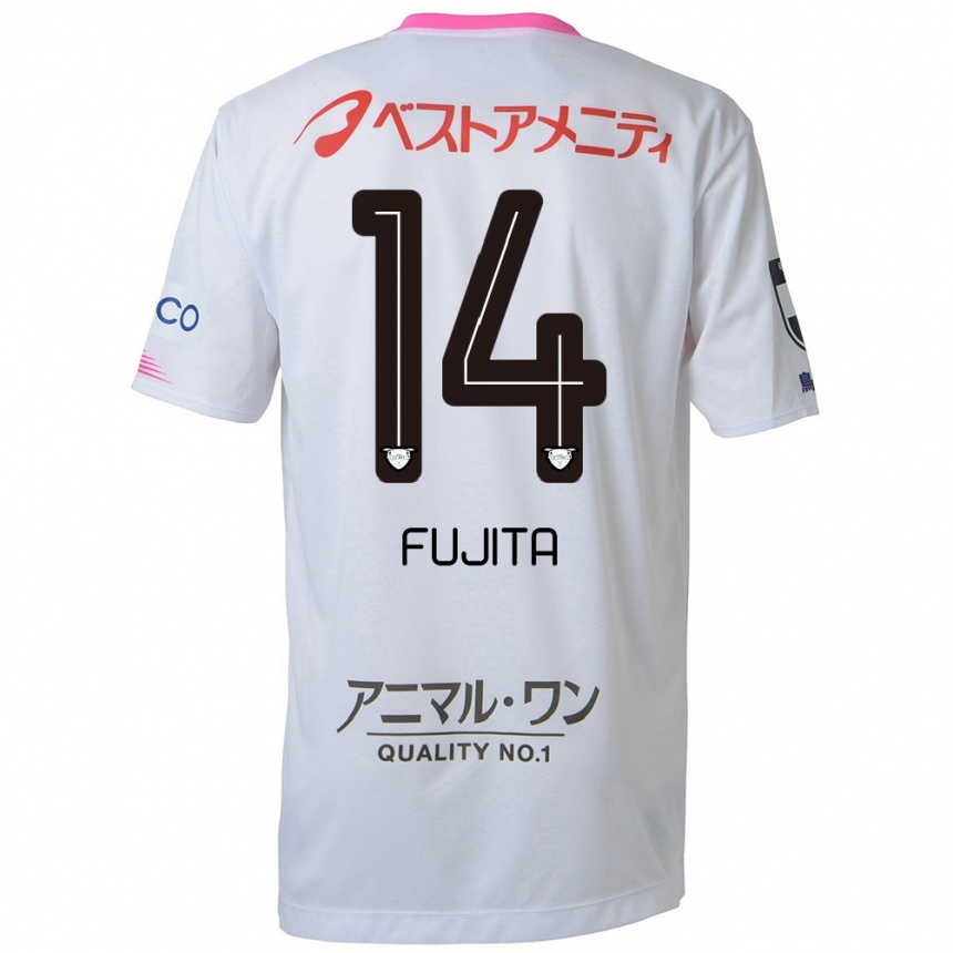 Mujer Fútbol Camiseta Naoyuki Fujita #14 Blanco Azul Rosa 2ª Equipación 2024/25 Perú