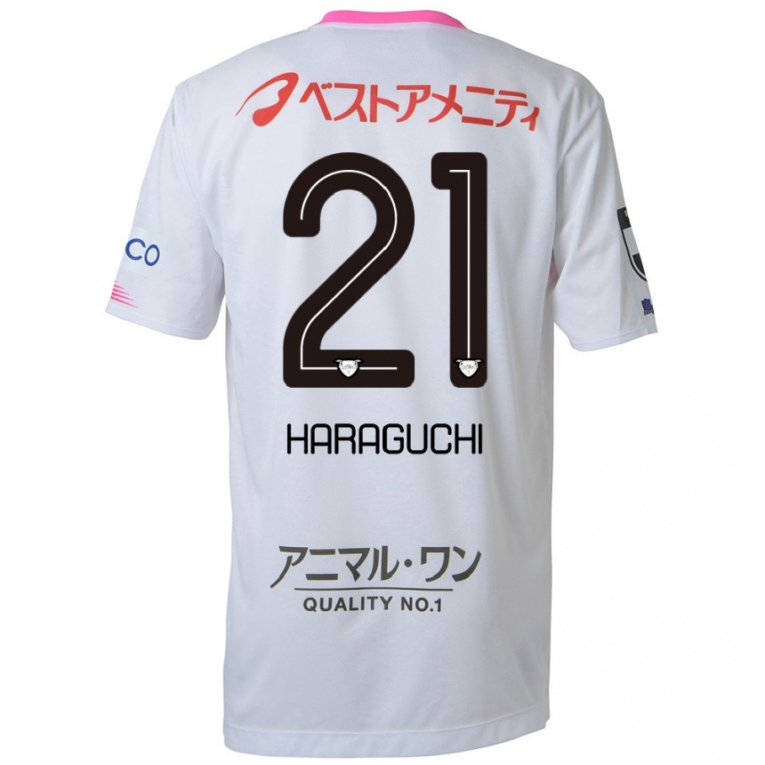 Mujer Fútbol Camiseta Konosuke Haraguchi #21 Blanco Azul Rosa 2ª Equipación 2024/25 Perú