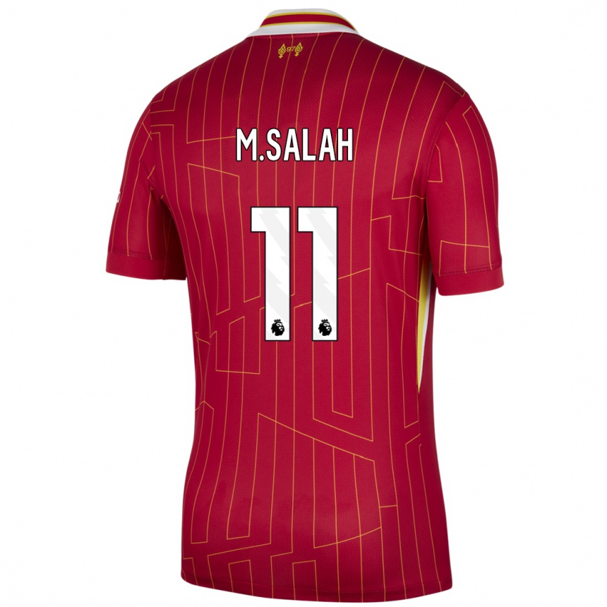 Niño Fútbol Camiseta Mohamed Salah #11 Rojo Amarillo Blanco 1ª Equipación 2024/25 Perú