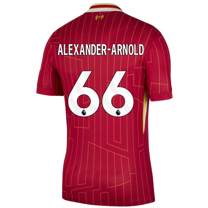 Niño Fútbol Camiseta Trent Alexander-Arnold #66 Rojo Amarillo Blanco 1ª Equipación 2024/25 Perú