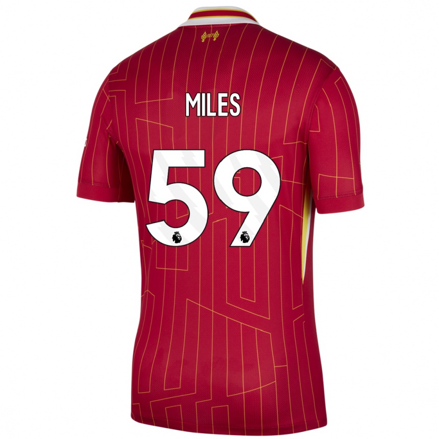 Niño Fútbol Camiseta Terence Miles #59 Rojo Amarillo Blanco 1ª Equipación 2024/25 Perú