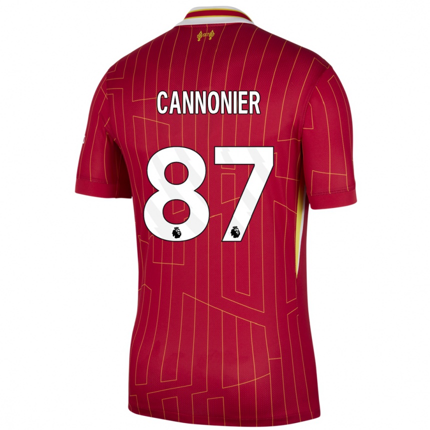 Niño Fútbol Camiseta Oakley Cannonier #87 Rojo Amarillo Blanco 1ª Equipación 2024/25 Perú