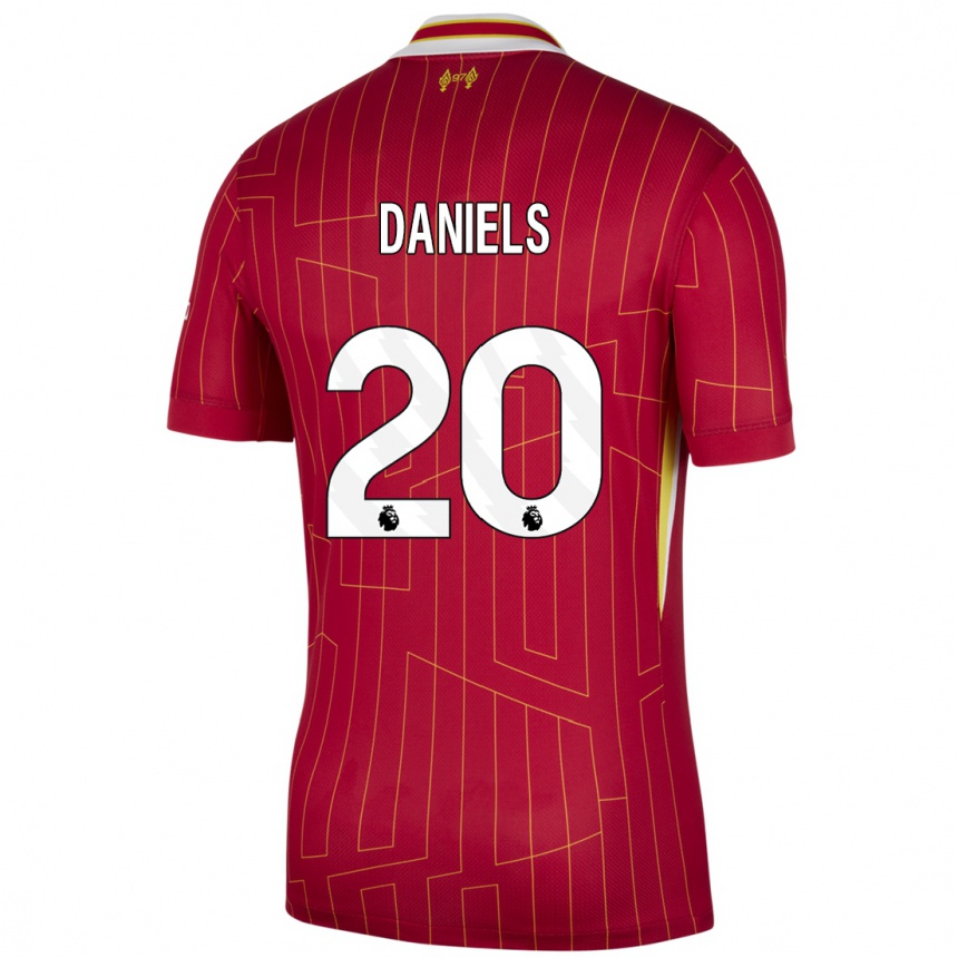 Niño Fútbol Camiseta Yana Daniels #20 Rojo Amarillo Blanco 1ª Equipación 2024/25 Perú