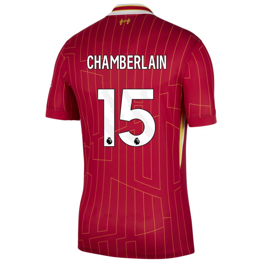 Niño Fútbol Camiseta Alex Oxlade Chamberlain #15 Rojo Amarillo Blanco 1ª Equipación 2024/25 Perú