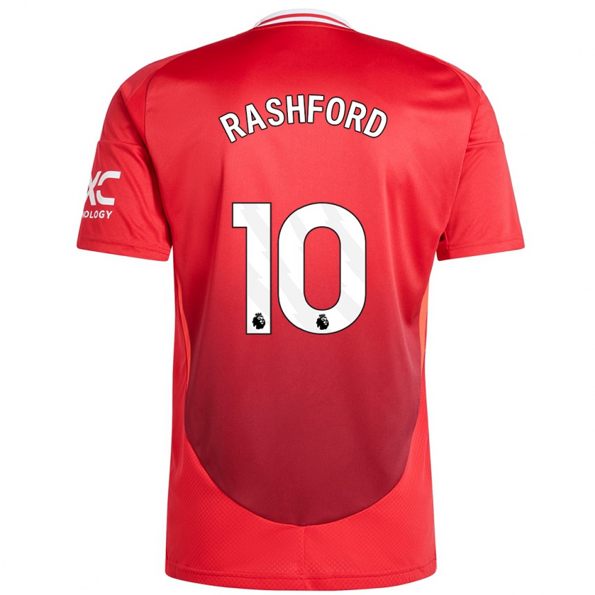 Niño Fútbol Camiseta Marcus Rashford #10 Rojo Brillante 1ª Equipación 2024/25 Perú