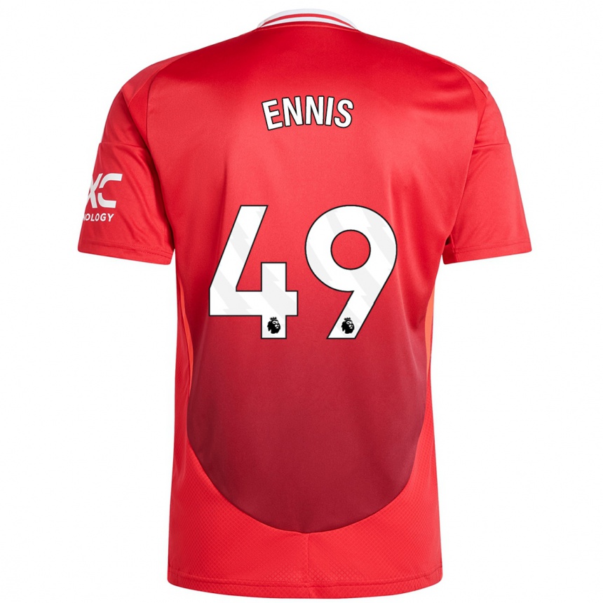 Niño Fútbol Camiseta Ethan Ennis #49 Rojo Brillante 1ª Equipación 2024/25 Perú