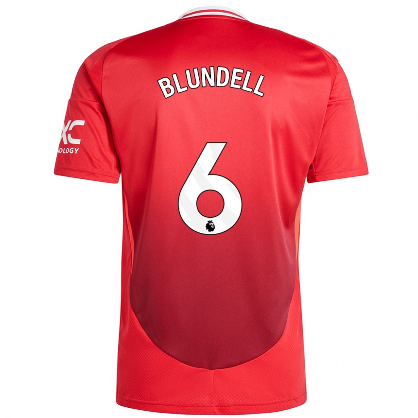 Niño Fútbol Camiseta Hannah Blundell #6 Rojo Brillante 1ª Equipación 2024/25 Perú